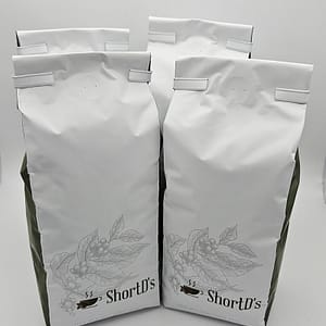 Collection of different bags of fresh roasted, single origin coffee roasted by ShortD's.